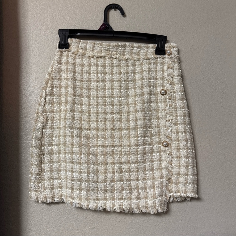 B6/3 Blu Pepper Checkered Faux Wrapped Skirt Size Small